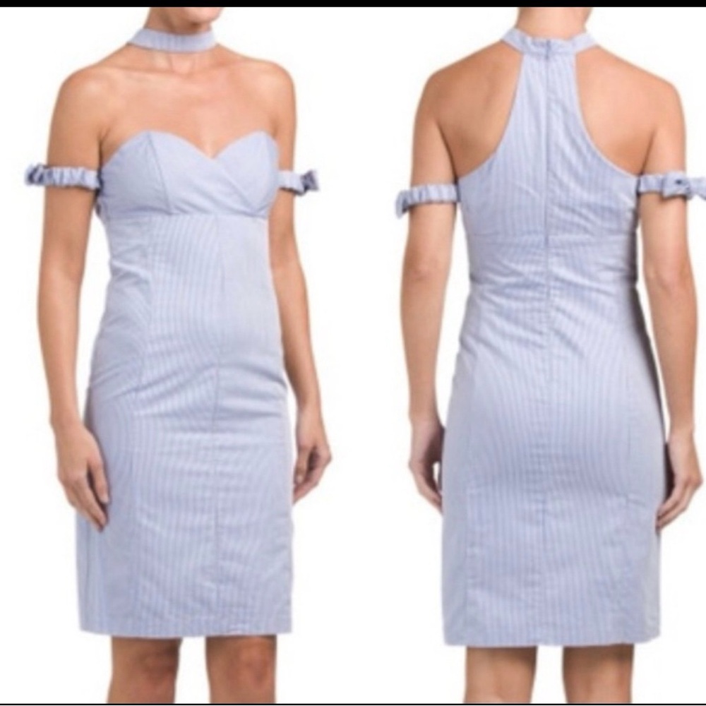 Endless Rose Blue White Stripe Choker Dress